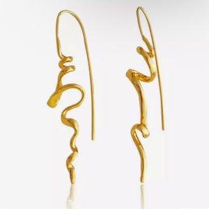 14k Gold Vermeil Handcrafted Earrings 2.5”